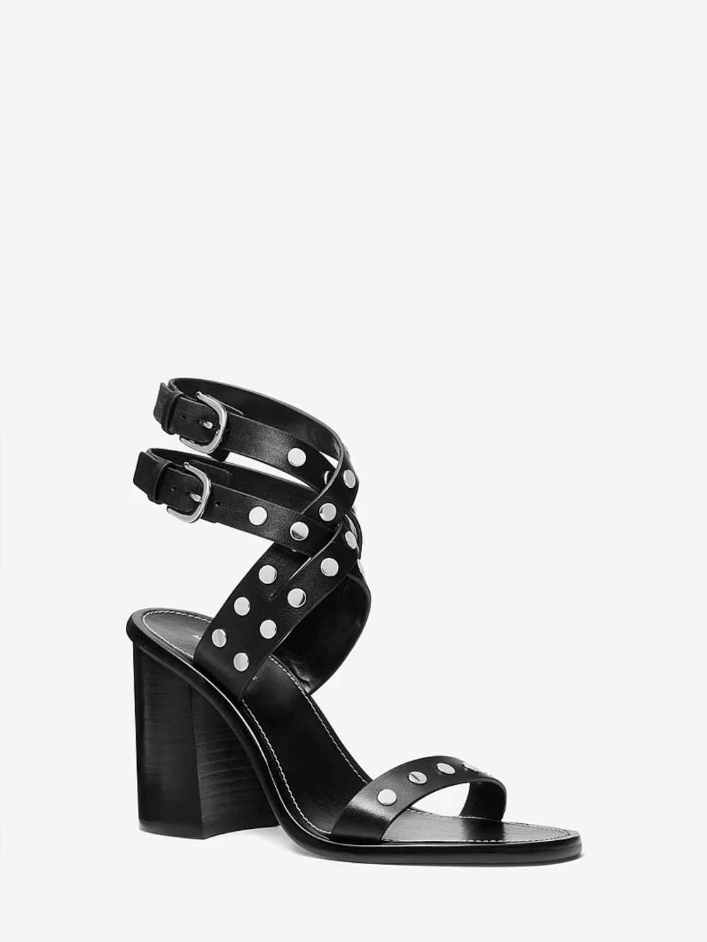 MICHAEL MICHAEL KORS Irene Studded Leather Block Heel Sandal Size 6.5